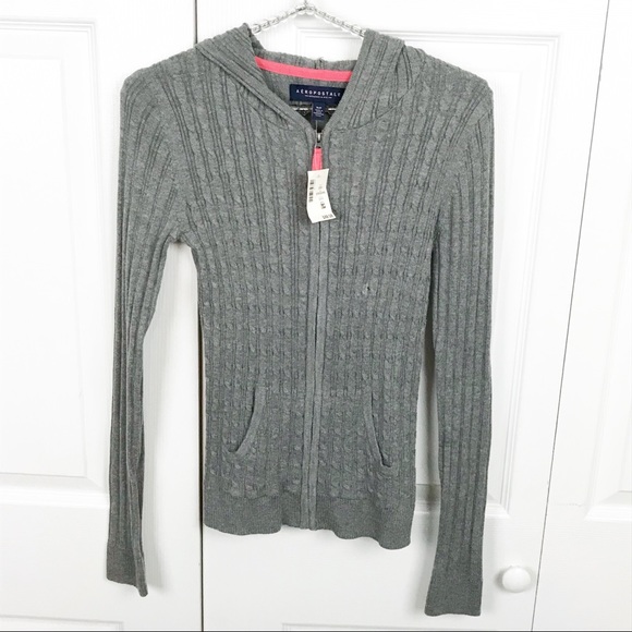 cable knit zip up hoodie